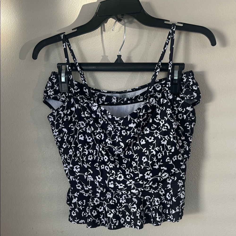 Floral Black and White 2 piece Bikini Size XL NWOT